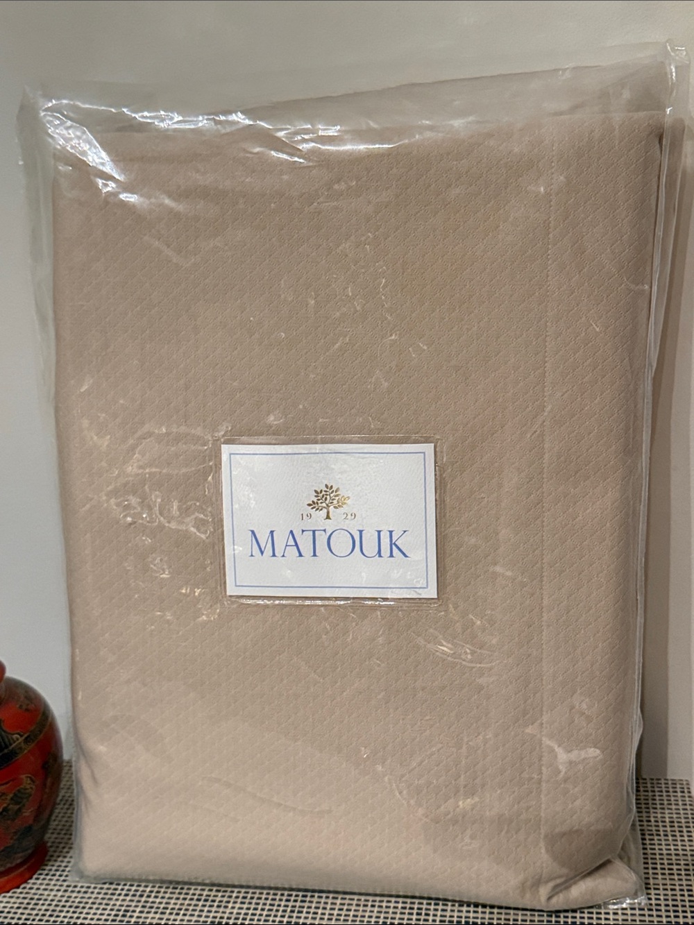 Matouk King Coverlet - Elliot Diamond Pique in Linen 70% Portuguese Cotton New